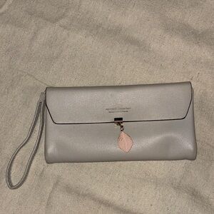 T.J.Maxx Light Gray Wristlet Clutch with Pink Charm